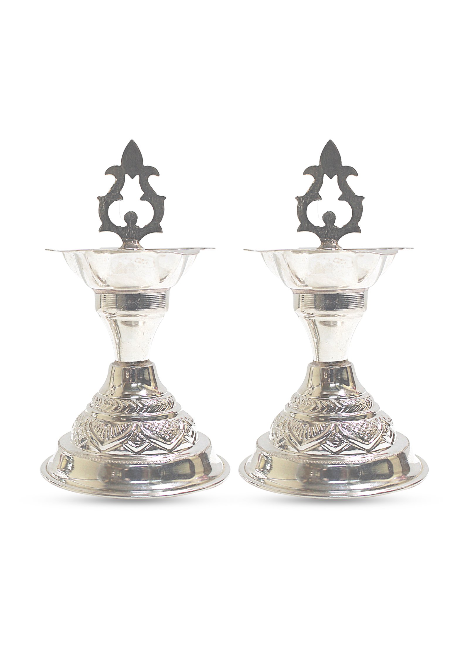 Silver Mangalore Lamp Pair